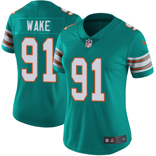 Nike Miami Dolphins 91 Cameron Wake Aqua Green Alternate Women Stitched NFL Vapor Untouchable Limited Jersey